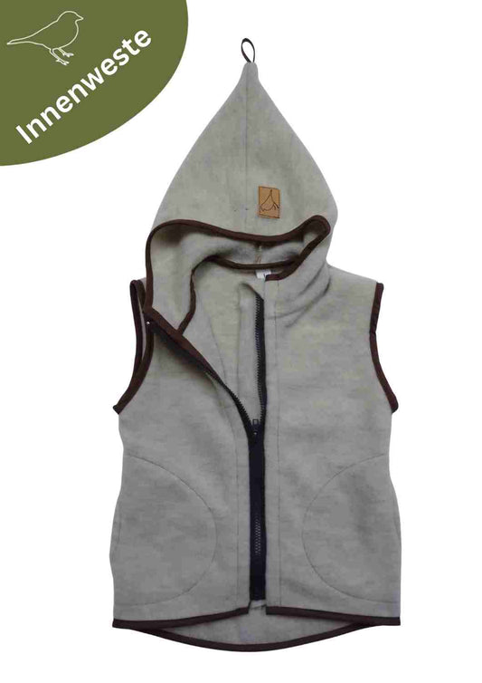 Wollfleeceweste "Springkraut" aus 100% Merinowolle, perlgrau