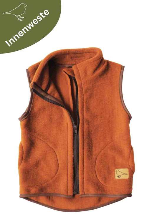 Wollfleeceweste "Springkraut" aus 100% Merinowolle, zimt