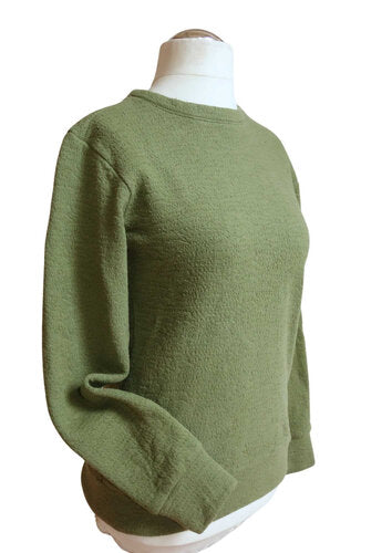 Strickpullover für Damen, mit Wollanteil und Jacquard-Muster, farngrün