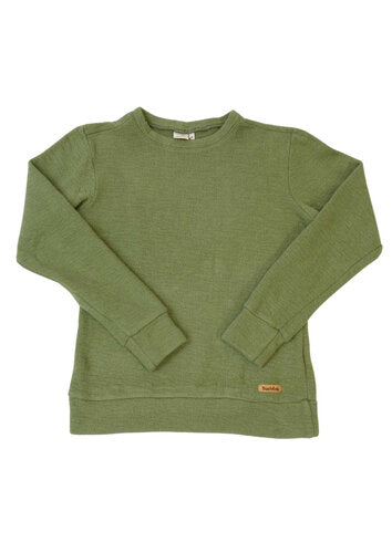 Strickpullover für Damen, mit Wollanteil und Jacquard-Muster, farngrün