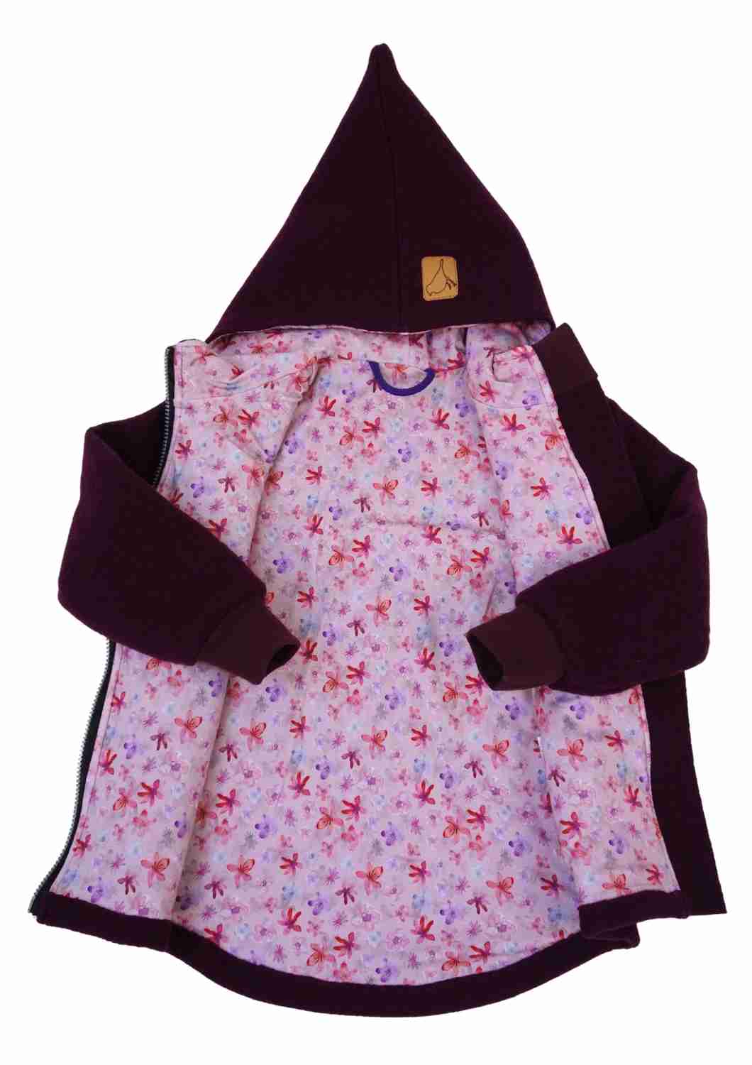 Wollwalk Jacke gefüttert mit Jersey, pflaume