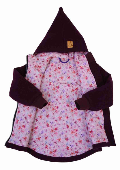 Wollwalk Jacke gefüttert mit Jersey, pflaume