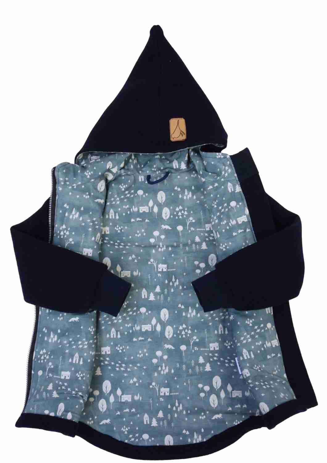 Bio Wollwalk Jacke gefüttert mit Jersey, marine