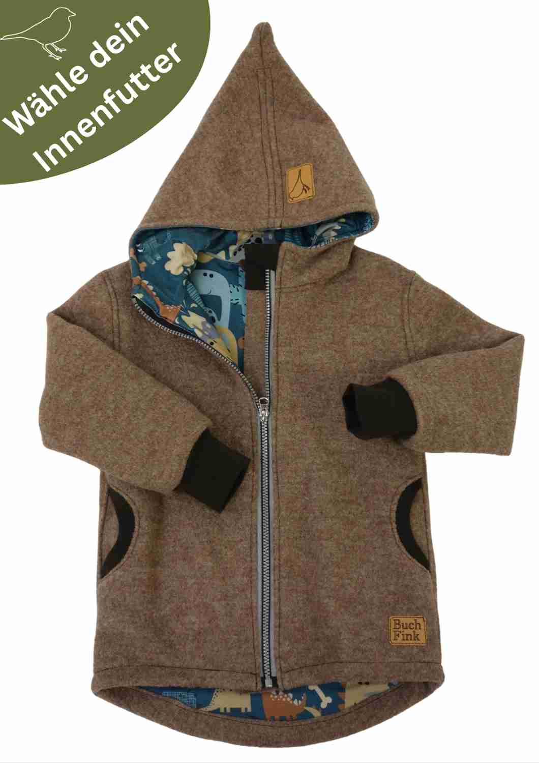 Wollwalk Jacke gefüttert mit Jersey, hellbraun