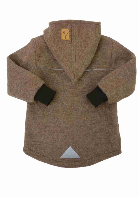 BIO Wollwalk Jacke gefüttert mit Baumwollplüsch "Hagebutte", hellbraun meliert