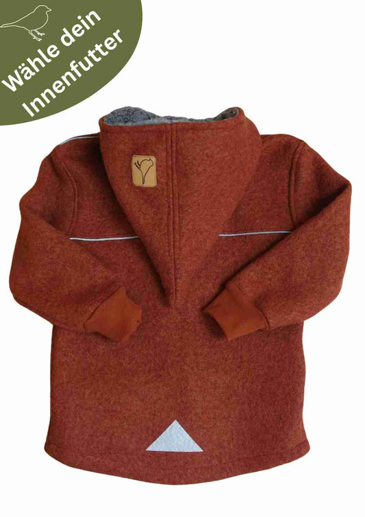 Wollwalk Jacke gefüttert mit Jersey, kupfer