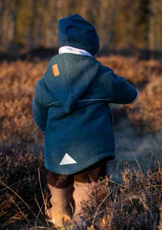 Bio Wollwalk Jacke gefüttert mit Jersey, marine