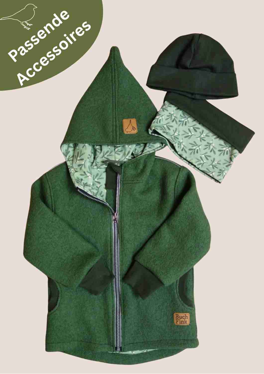 Wollwalk Jacke gefüttert mit Jersey, olivgrün