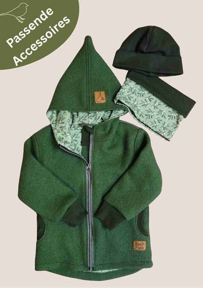 Wollwalk Jacke gefüttert mit Jersey, olivgrün