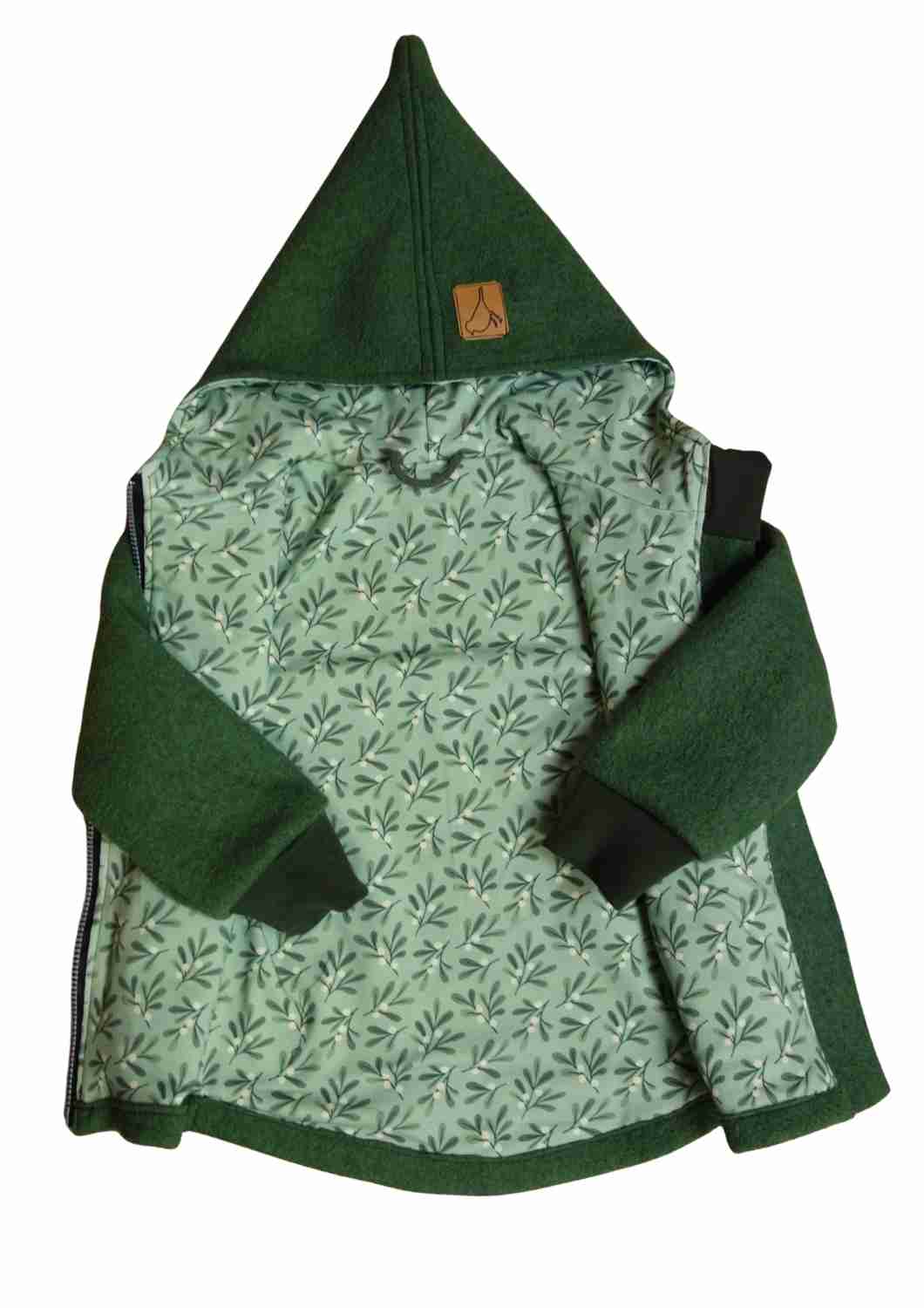 Wollwalk Jacke gefüttert mit Jersey, olivgrün