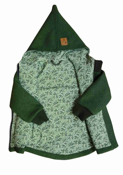 Wollwalk Jacke gefüttert mit Jersey, olivgrün