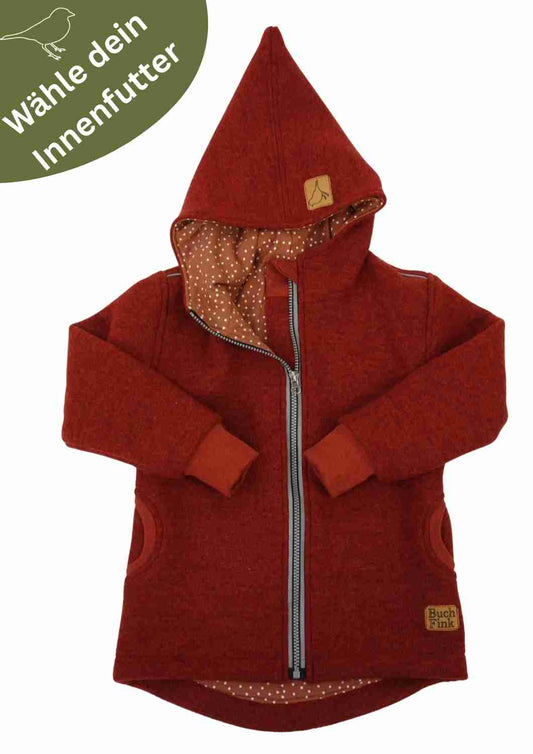 Bio Wollwalk Jacke gefüttert mit Jersey, rost