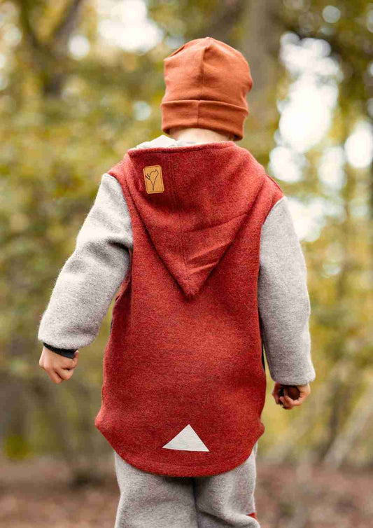 Bio Wollwalk Jacke gefüttert mit Jersey, rost