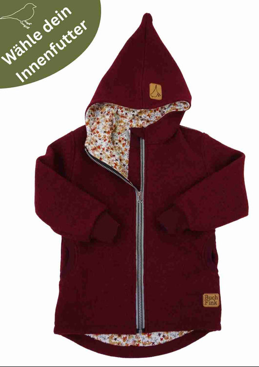 Wollwalk Jacke gefüttert mit Jersey, bordeaux