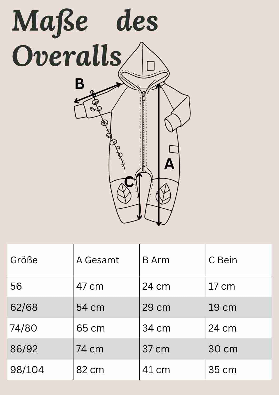 Wollwalk Overall für Babys, mit Reißverschluss und Umschlagbündchen