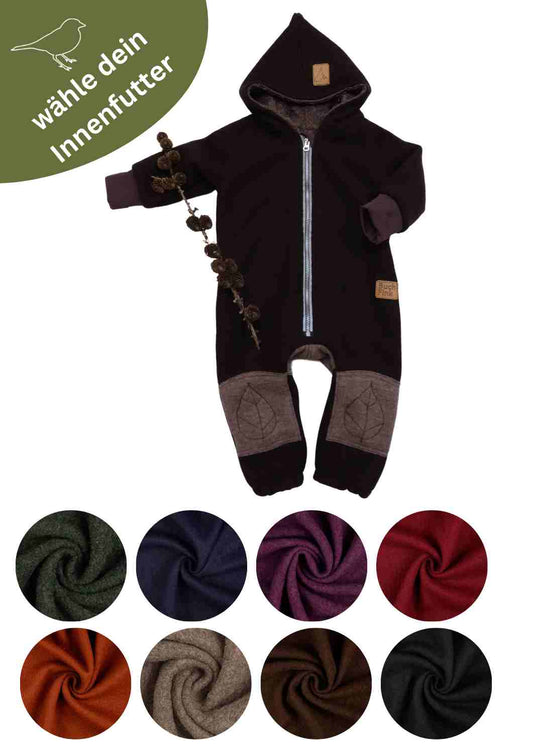 Wollwalk Overall für Babys, mit Reißverschluss und Umschlagbündchen