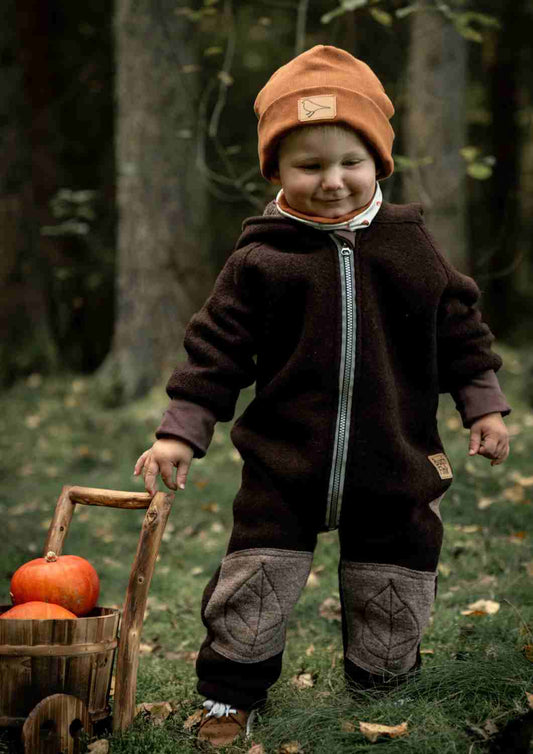 Wollwalk Overall für Babys, mit Reißverschluss und Umschlagbündchen