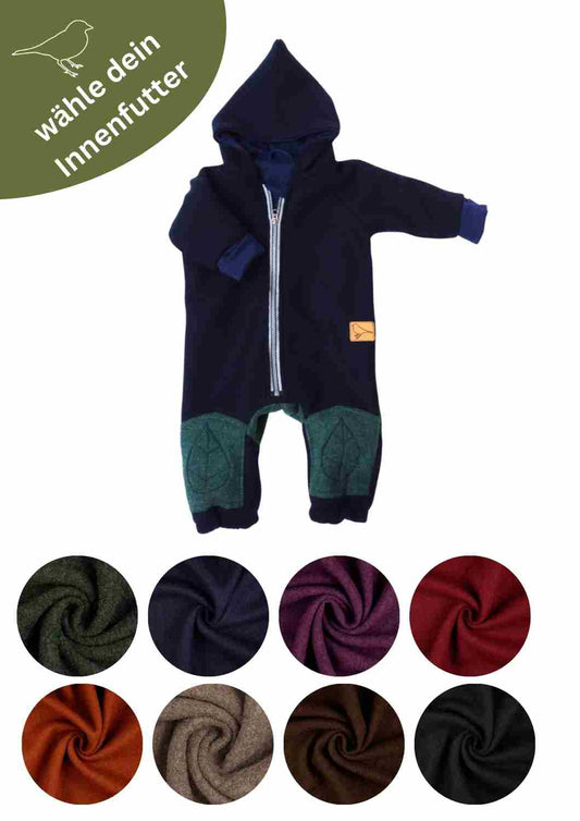 Wollwalk Overall für Babys, mit Reißverschluss und Umschlagbündchen