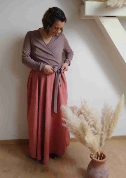 Wickelbluse "Melisse" mit schmalen Ärmeln