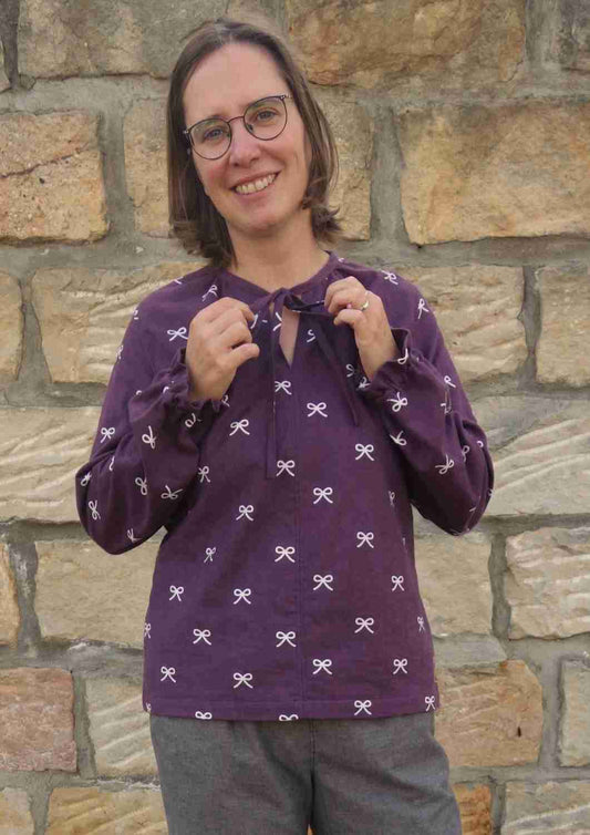 Flanellbluse mit Schleife "Flora", für Damen