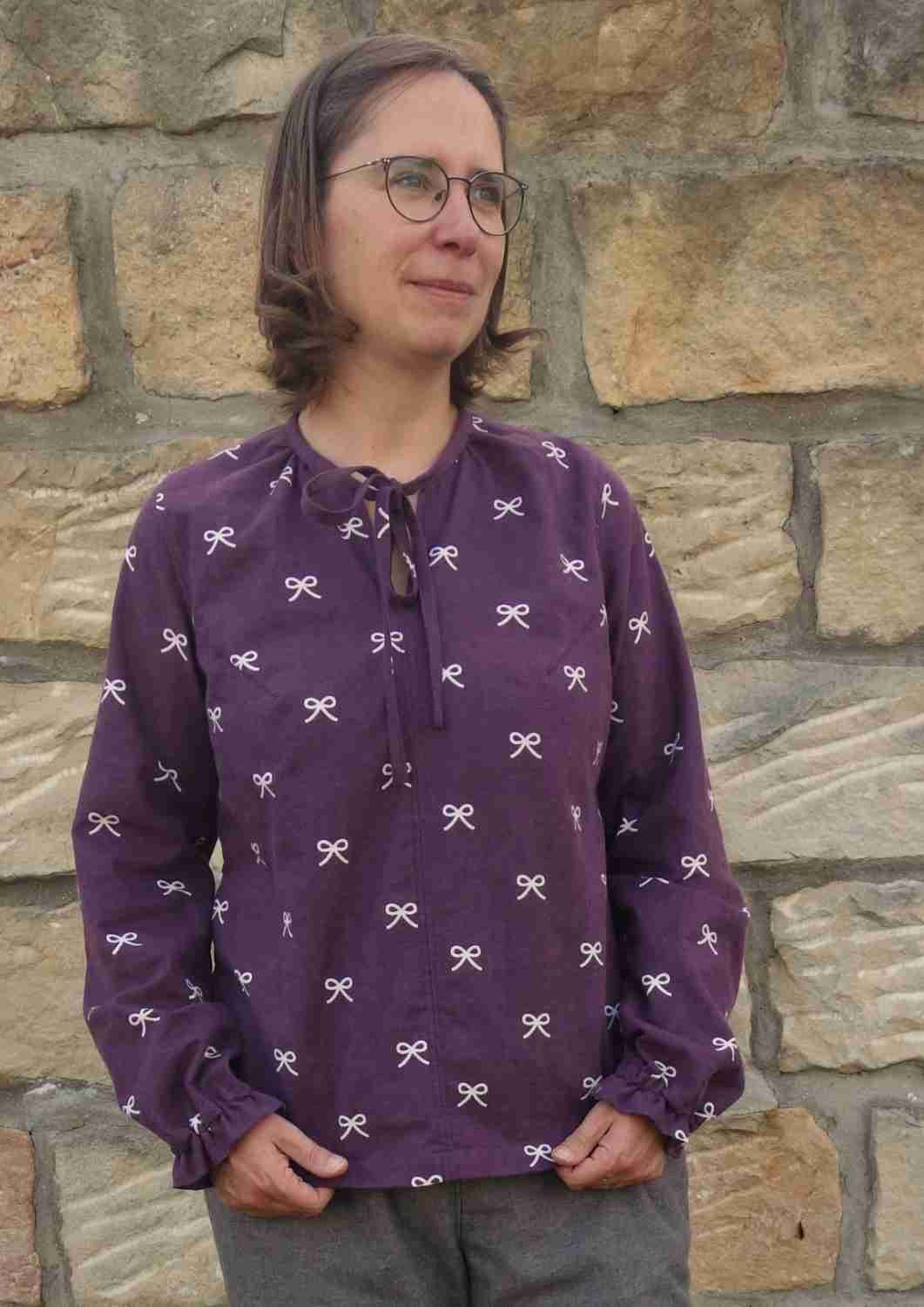 Flanellbluse mit Schleife "Flora", für Damen
