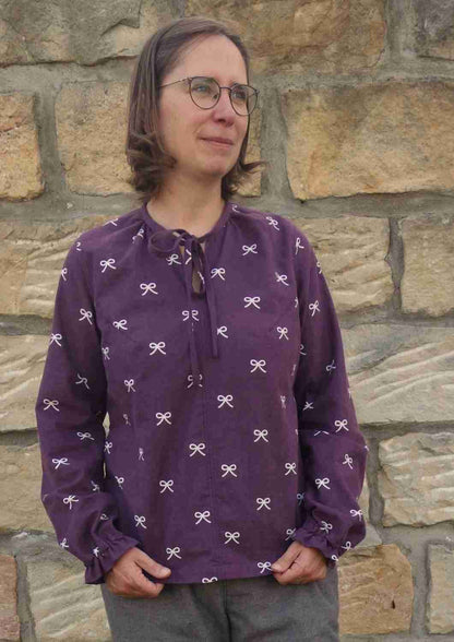 Flanellbluse mit Schleife "Flora", für Damen