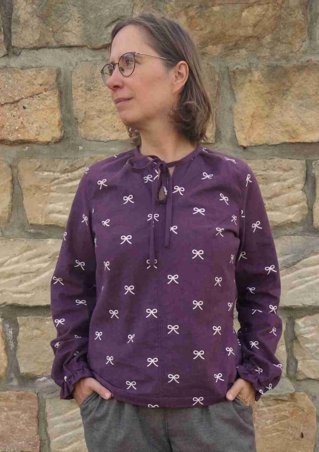 Flanellbluse mit Schleife "Flora", für Damen