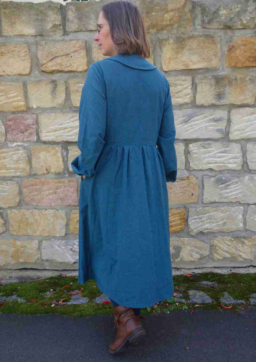 Flanellkleid mit Bubikragen und Knopfleiste "Rose", lange Ärmel
