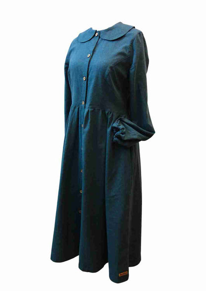 Flanellkleid mit Bubikragen und Knopfleiste "Rose", lange Ärmel