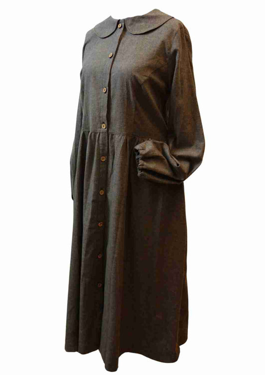 Flanellkleid mit Bubikragen und Knopfleiste "Rose", lange Ärmel