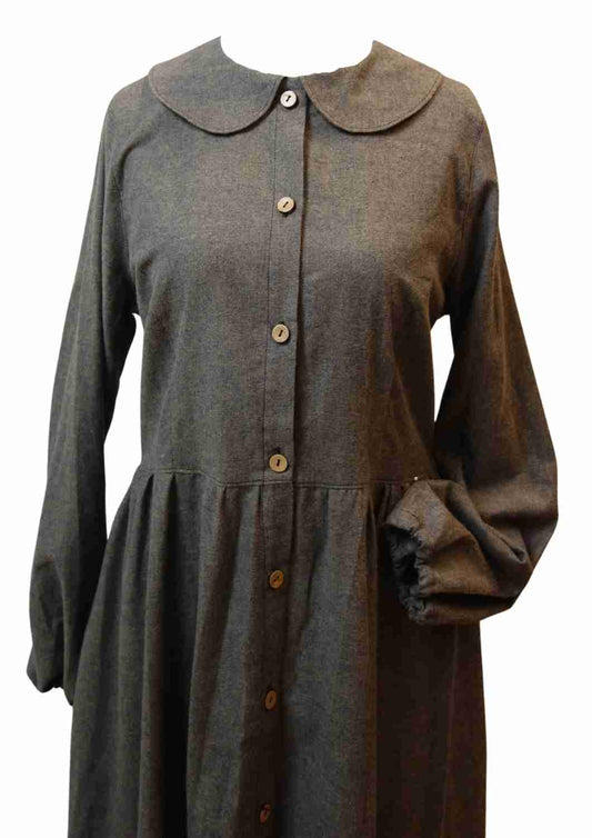 Flanellkleid mit Bubikragen und Knopfleiste "Rose", lange Ärmel