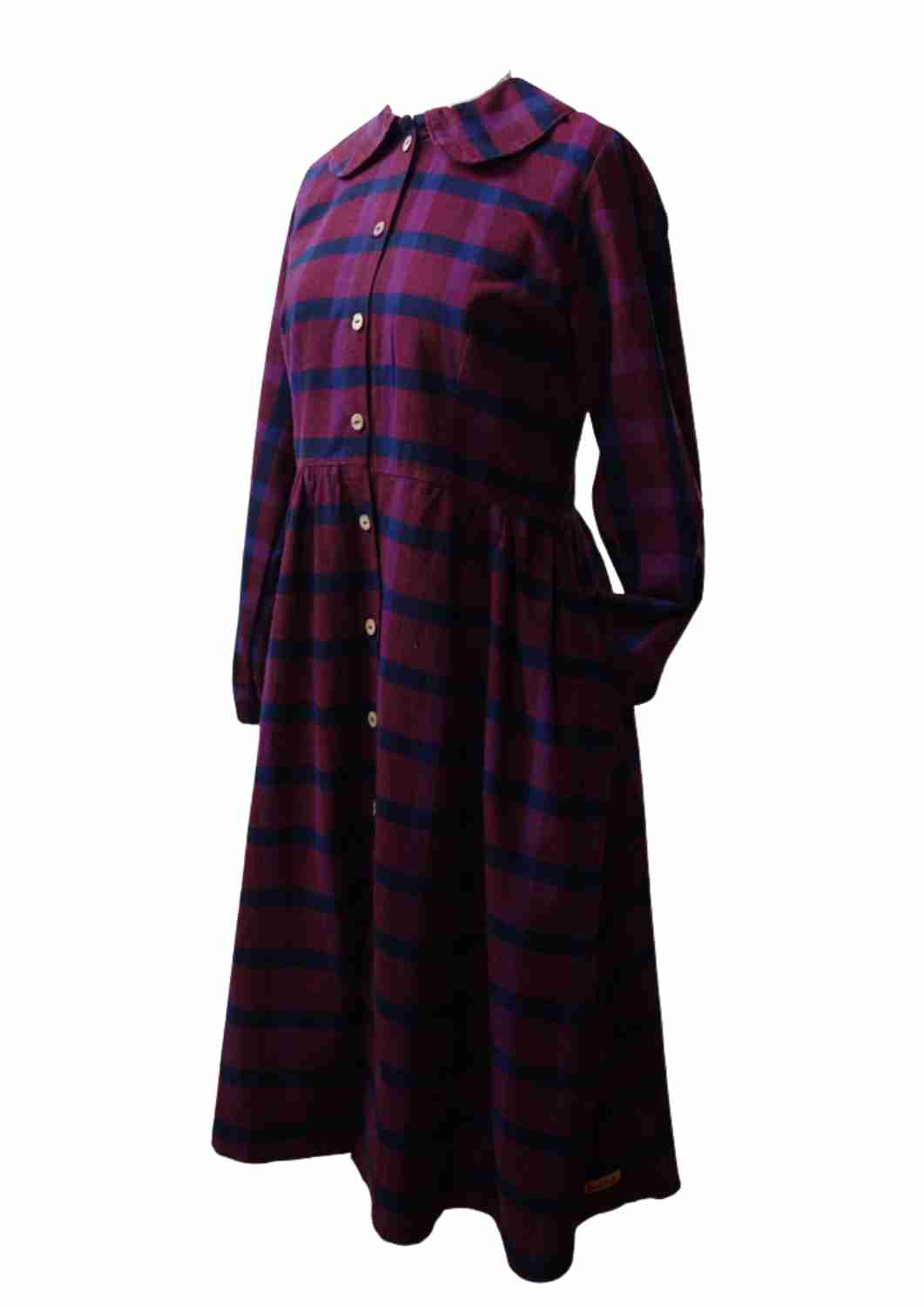 Flanellkleid mit Bubikragen und Knopfleiste "Rose", lange Ärmel