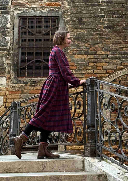 Flanellkleid mit Bubikragen und Knopfleiste "Rose", lange Ärmel