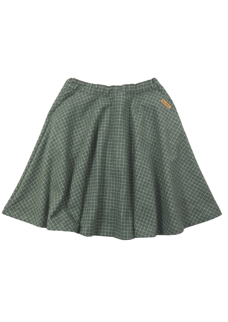 Flanellrock "Chrysantheme" für Damen, Baumwolle, grün gestreift