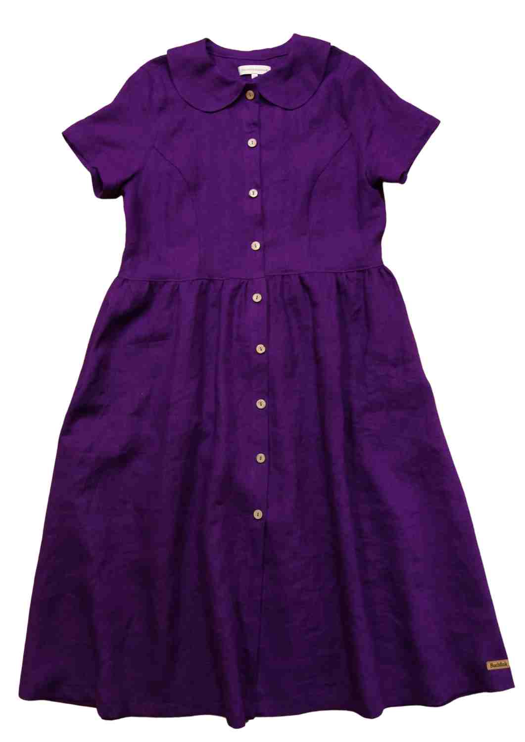 Leinenkleid mit Bubikragen und Knopfleiste "Rose", kurze Ärmel