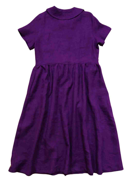 Leinenkleid mit Bubikragen und Knopfleiste "Rose", kurze Ärmel