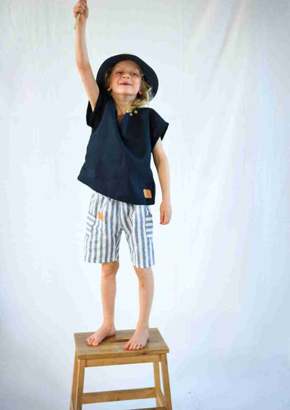 Leinenshirt für Kinder "Thymian", kurzarm