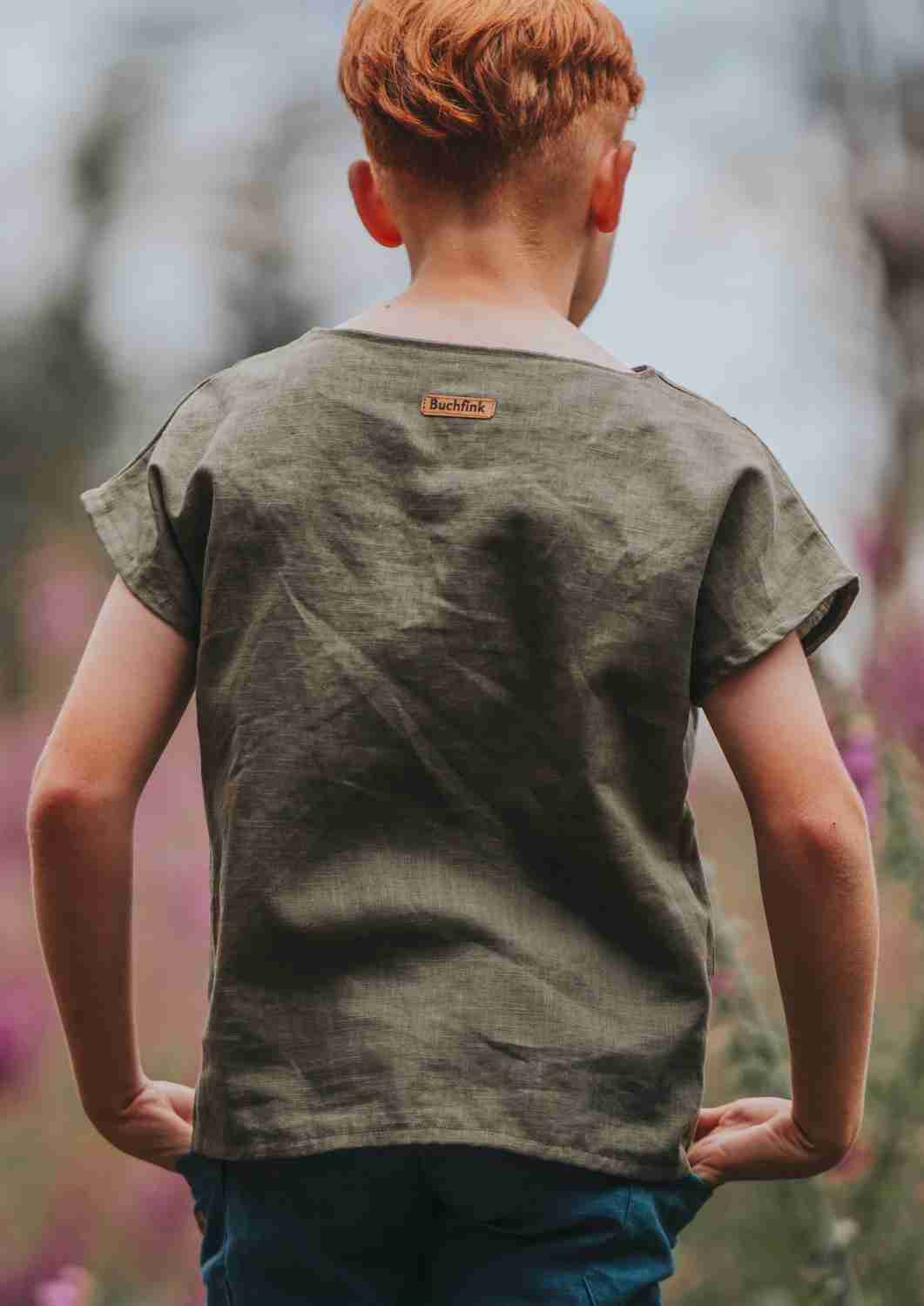 Leinenshirt für Kinder "Thymian", kurzarm