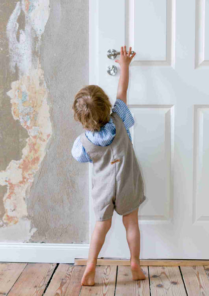 kurze Leinenlatzhose für Kinder "Weide", Salopette