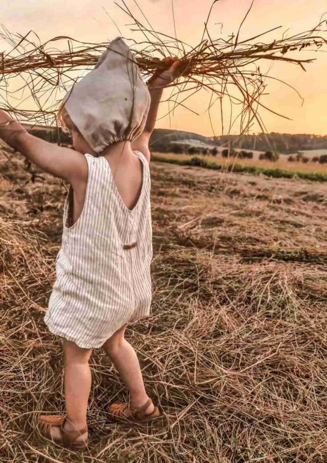 kurze Leinenlatzhose für Kinder "Weide", Salopette