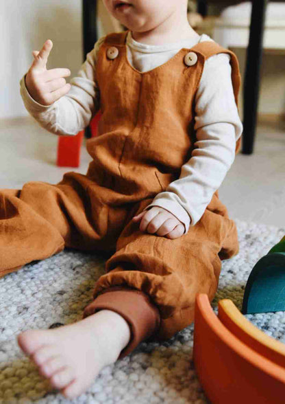 Leinenlatzhose für Kinder, mit Bündchen "Weide", Salopette