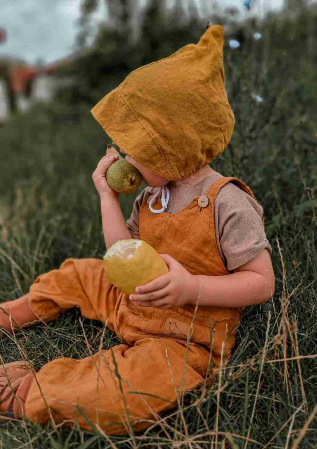 Leinenlatzhose für Kinder, mit Bündchen "Weide", Salopette