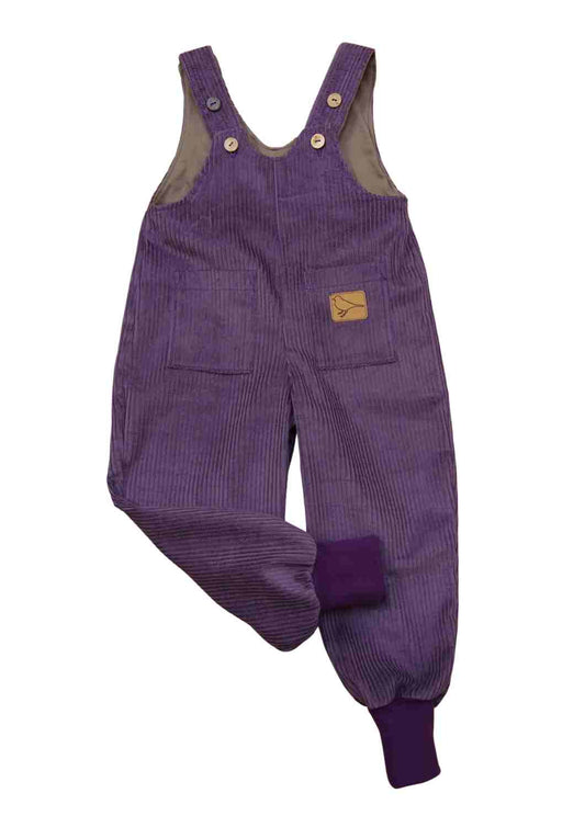 Versandbereit: Latzhose aus Cord mit Bündchen, lila, 98/104