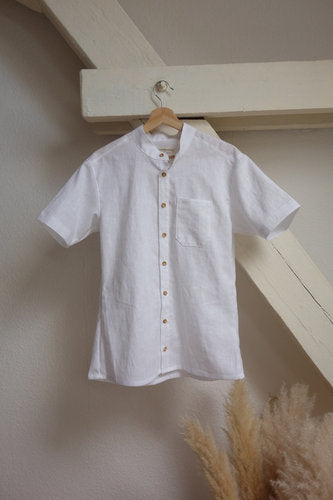 Hemd Leinen mit Holzknöpfen für Herren "Spitzwegerich"