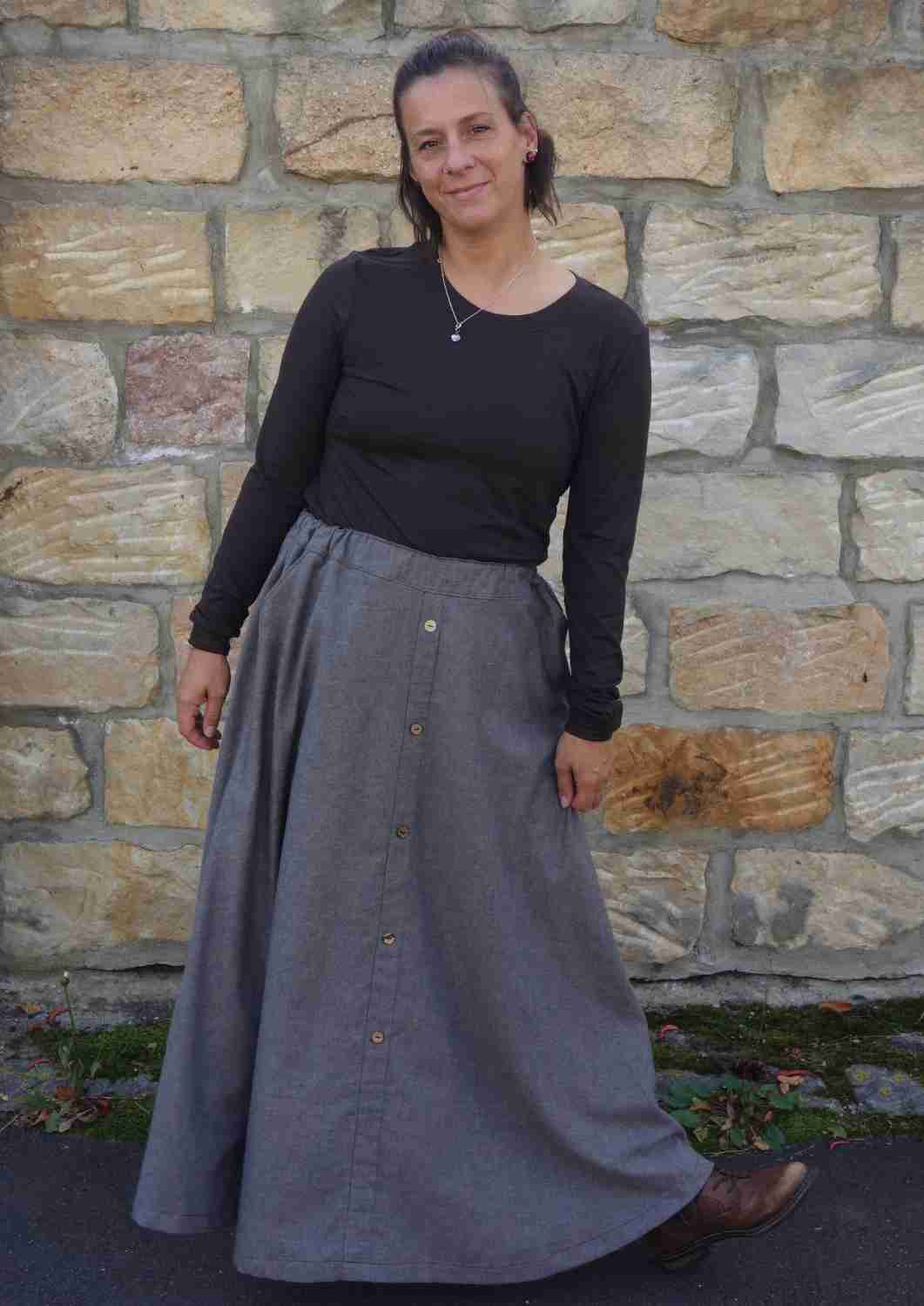 Maxirock aus Flanell für Damen "Gladiole"