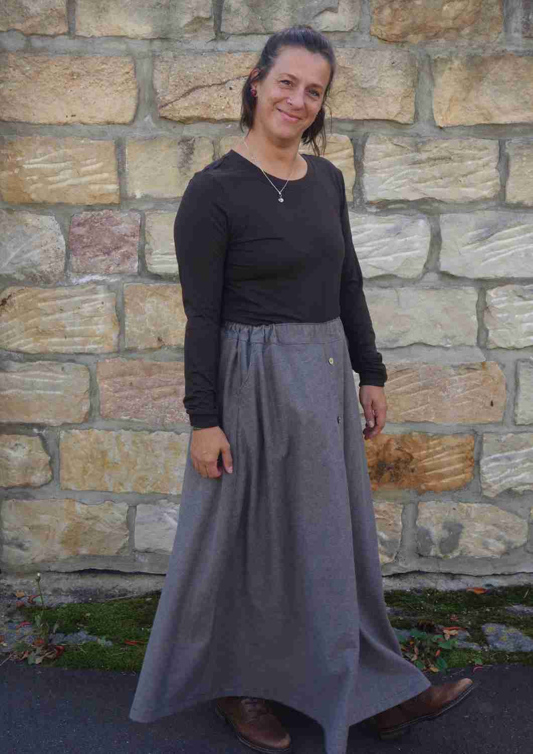 Maxirock aus Flanell für Damen "Gladiole"