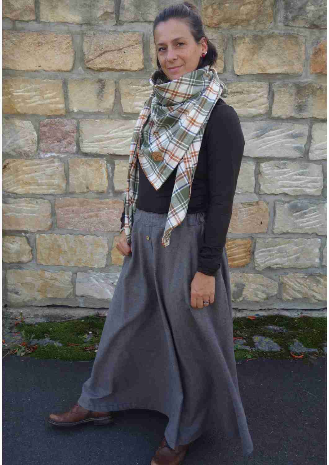 Maxirock aus Flanell für Damen "Gladiole"