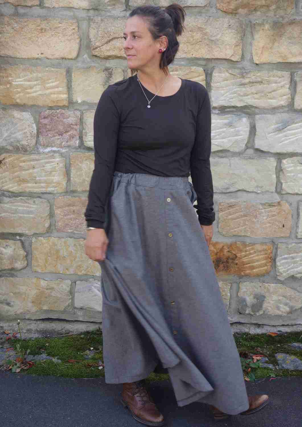 Maxirock aus Flanell für Damen "Gladiole"