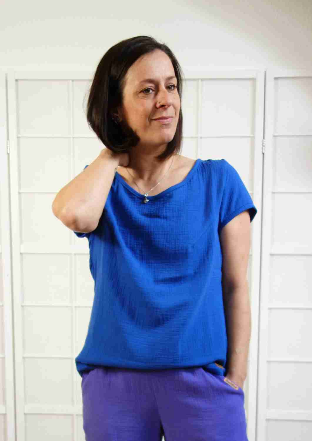 Bluse aus Musselin mit kurzen Ärmeln "Majoran", für Damen