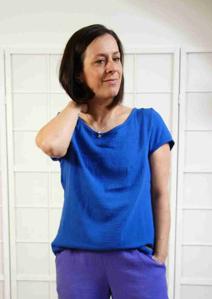 Bluse aus Musselin mit kurzen Ärmeln "Majoran", für Damen